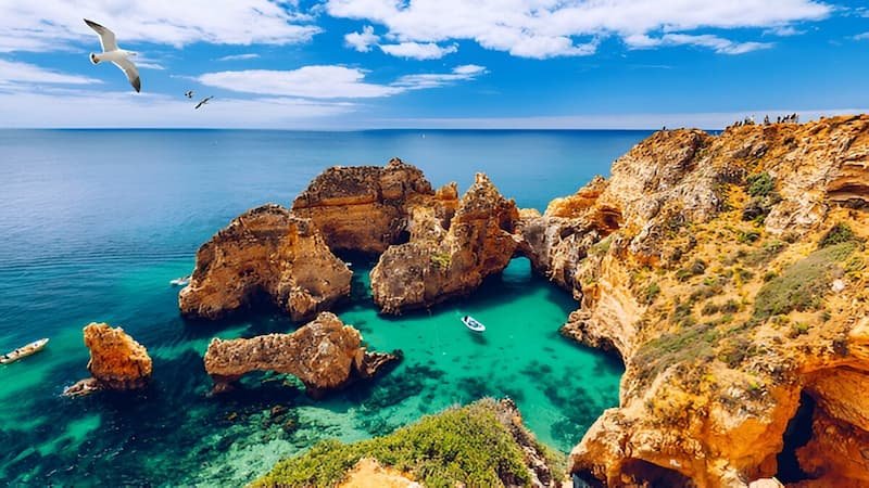 Lagos winter beach, a peaceful spot in the Best Cities in Portugal for Digital Nomads.