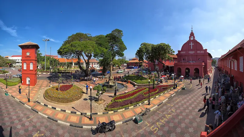 Dutch Square in Malacca, a UNESCO site on your 10-day Malaysia itinerary