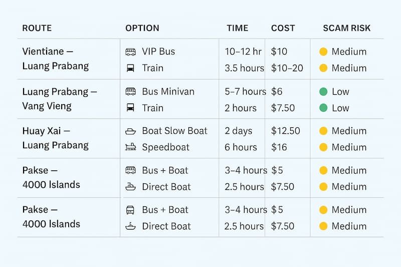 Loas Key Transport Routes