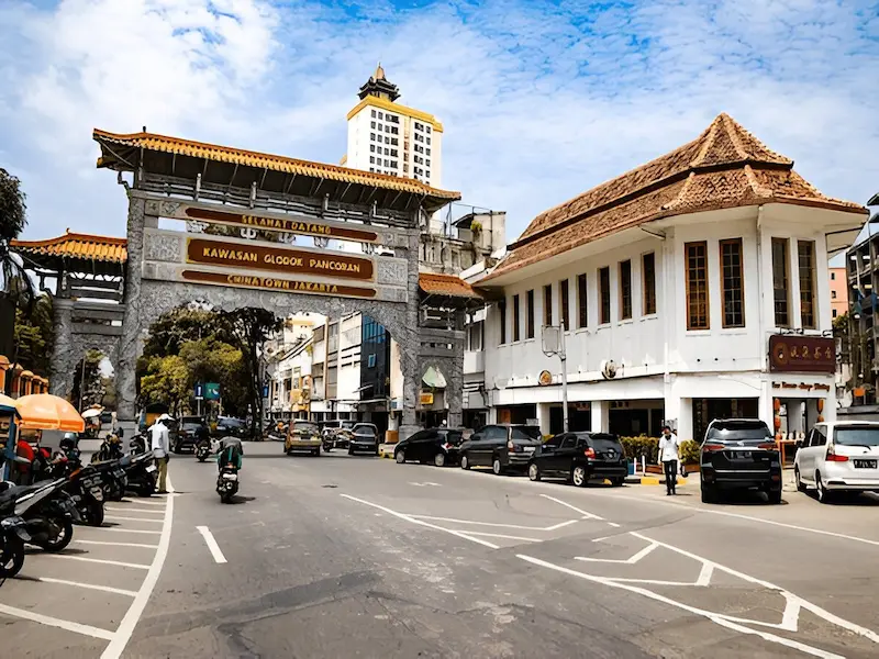 Ornate entrance gate to Glodok, Jakarta's historic Chinatown district