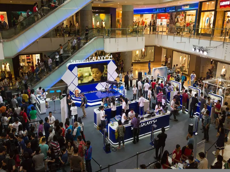 Interior of Grand Indonesia Shopping Mall with modern architecture and multiple levels