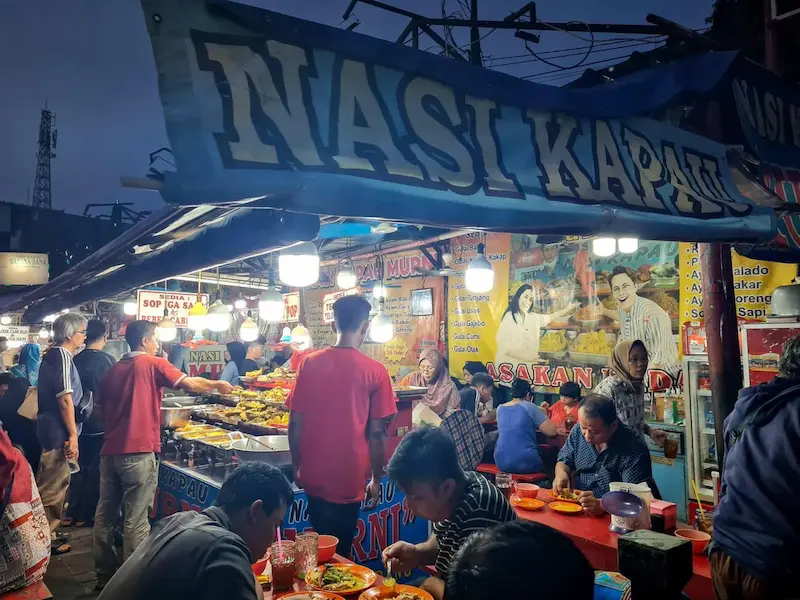 Traditional Indonesian cuisine at a Padang restaurant