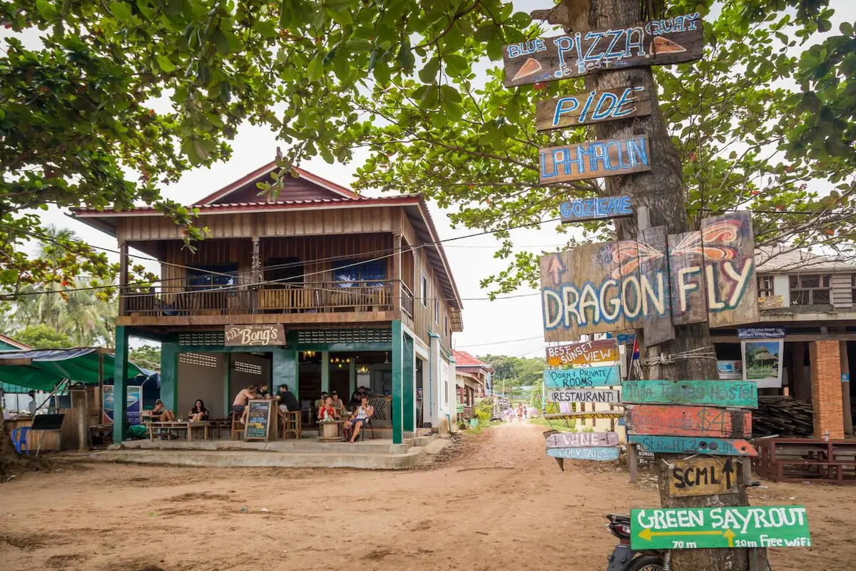 Budget beach bungalows on Koh Rong island with basic wooden structures starting at just $15 per night, offering affordable beachfront accommodation at 70% less than comparable Thai island options