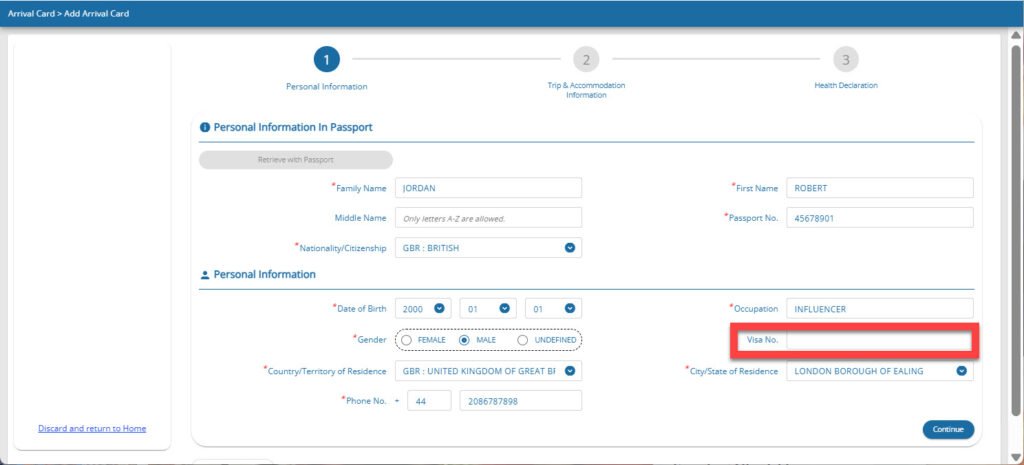 Thailand Digital Arrival Card login screen